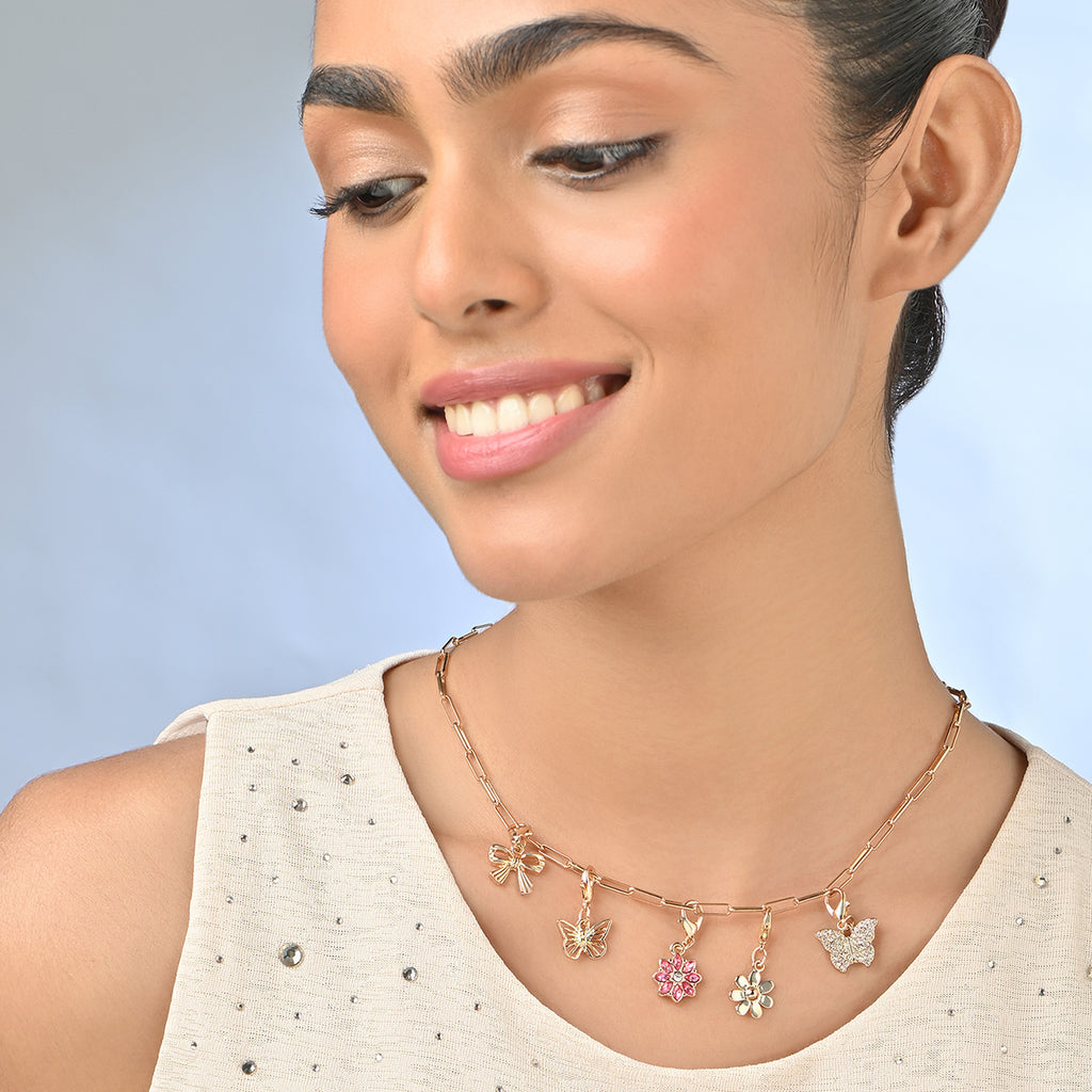Butterfly, Bow & Floral Interchangable Multi-Charm Necklace