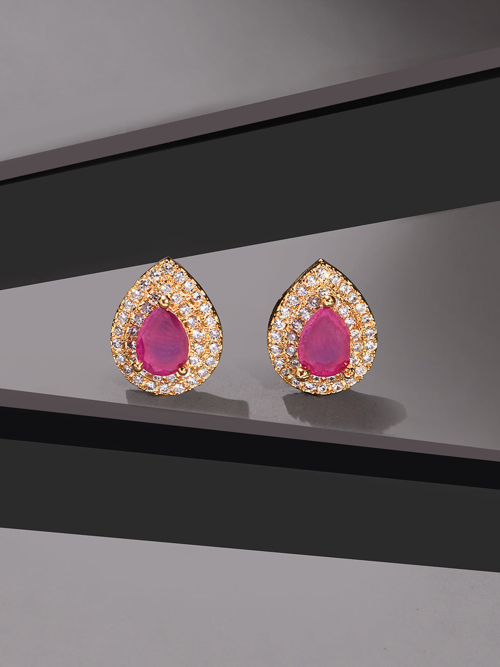 Elegant Pink AD Stud Earrings