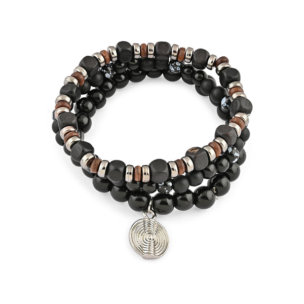 Midnight Stack – Set of 3 Black Beaded Bracelets