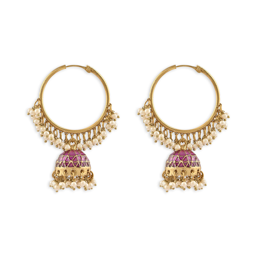 Handcrafted Classic hoop Meenakari Jhumka Earring