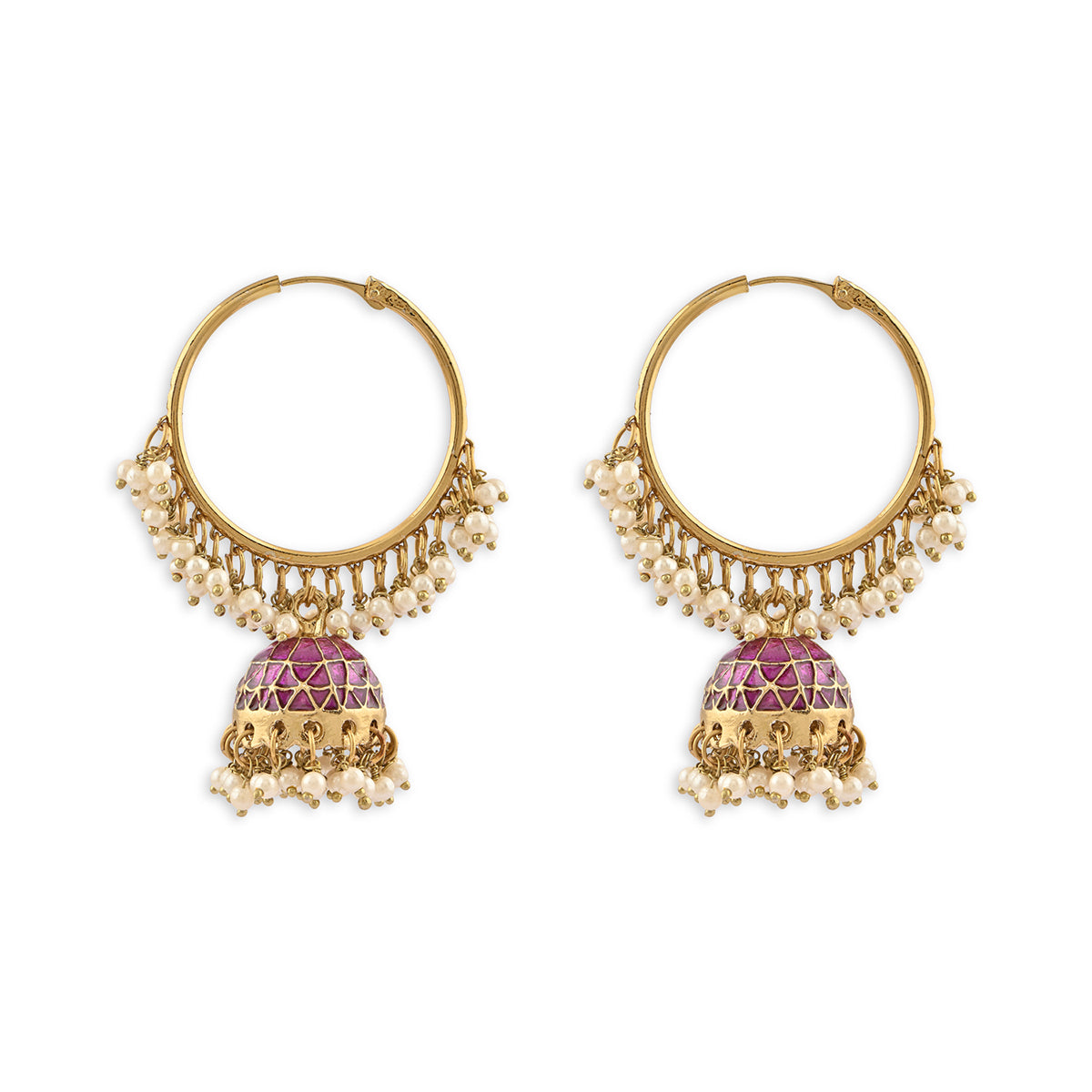 Handcrafted Classic hoop Meenakari Jhumka Earring