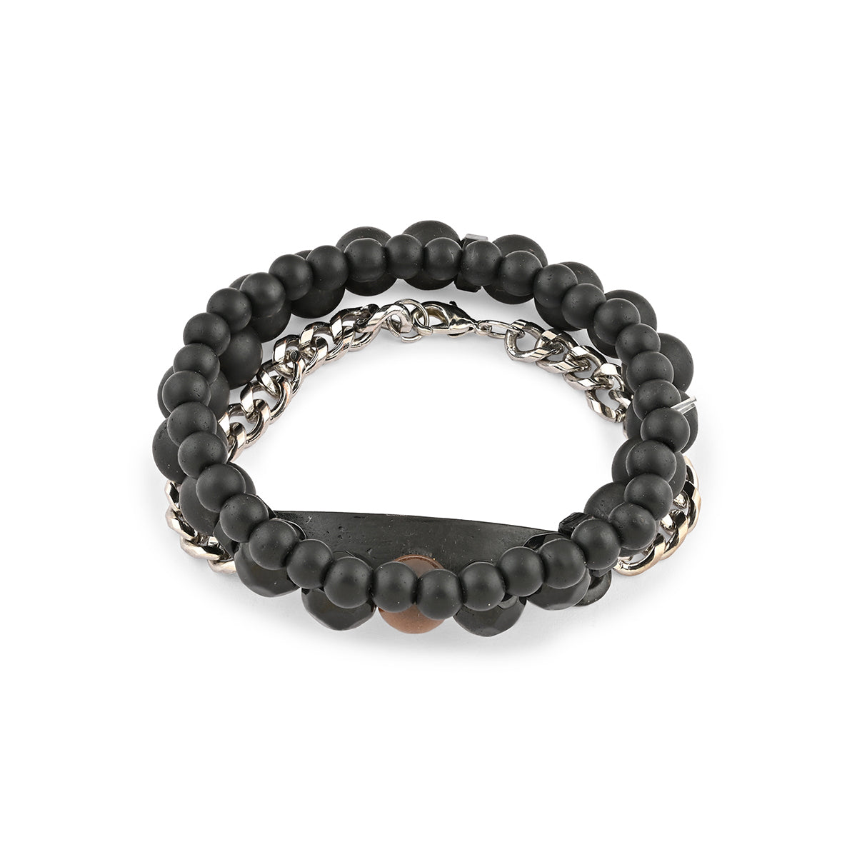 Set Of 3 Textured & Beaded Bracelet Set