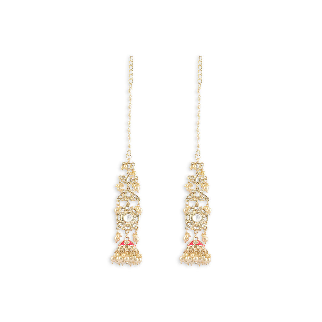 Festive Kundan Long Golden Jhumka Earring
