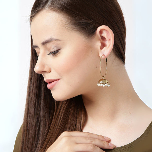 Sculpted Off White Jhumka Earrings