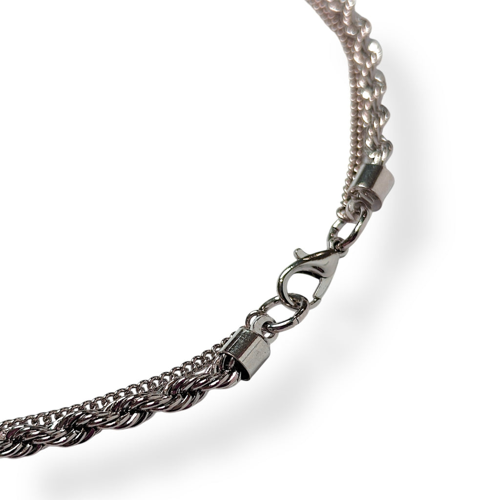 Urban Key-Link Double-Layered Silver Necklace