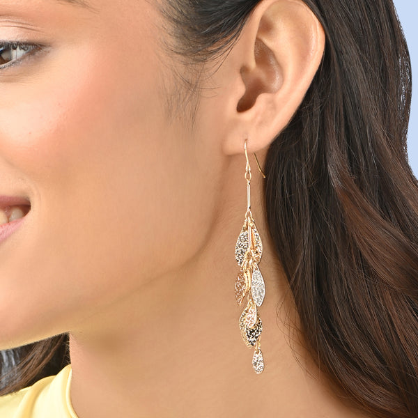 Golden Leaf Drop Earrings