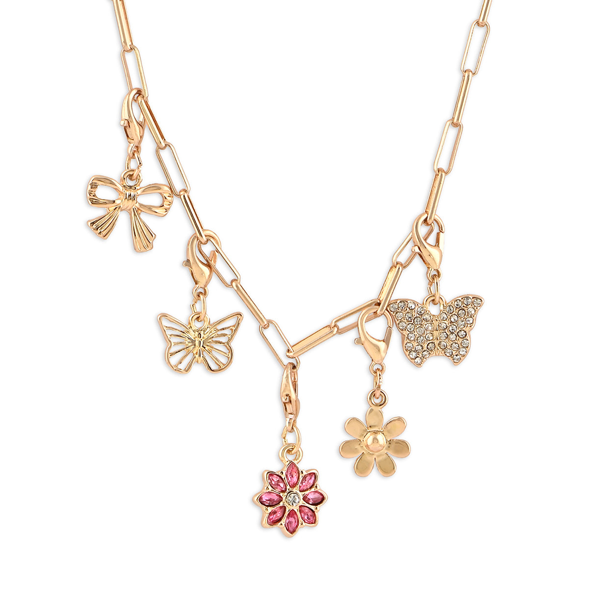 Butterfly, Bow & Floral Interchangable Multi-Charm Necklace