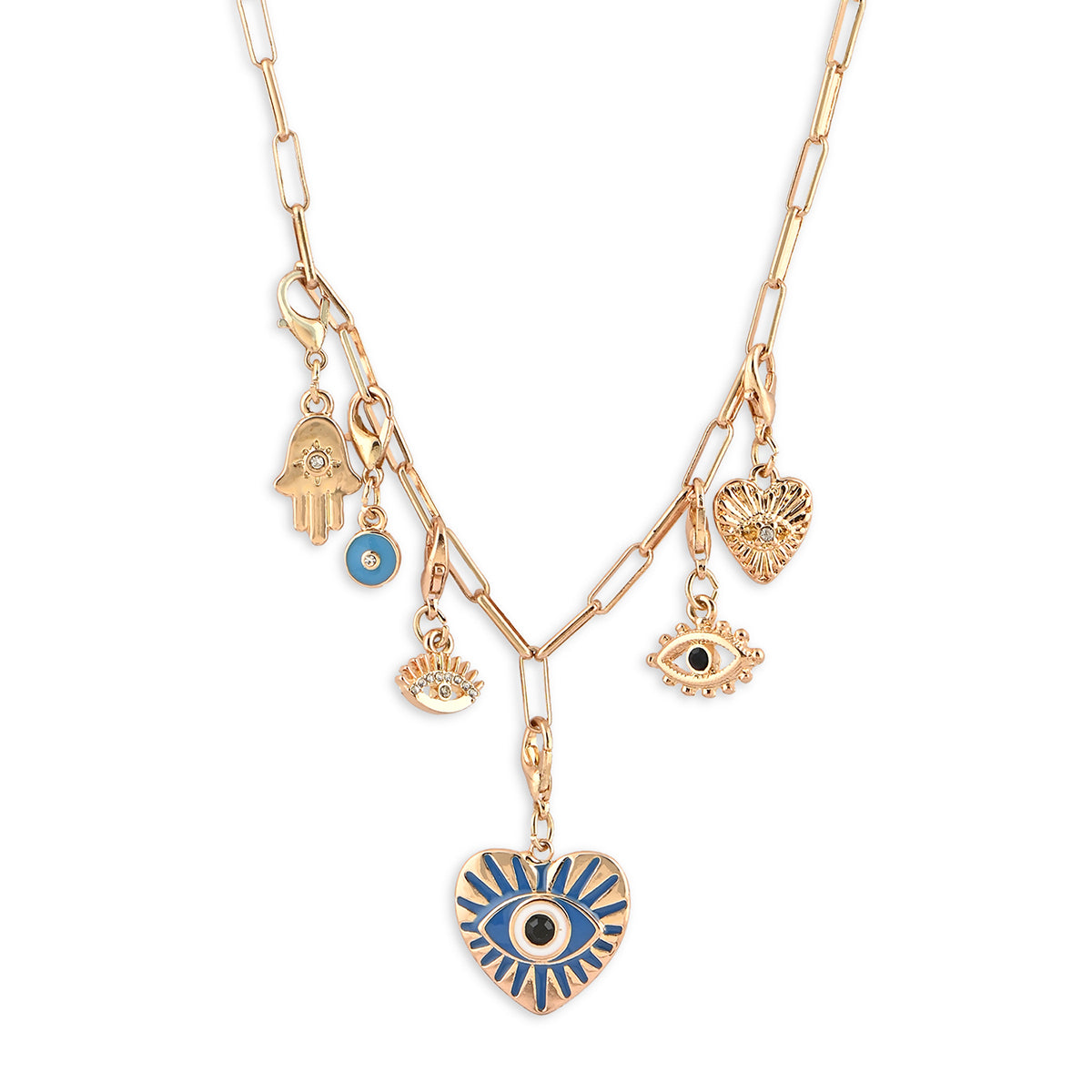 Evil Eye Multi-Charm Necklace Set of 6 Interchangeble Charm