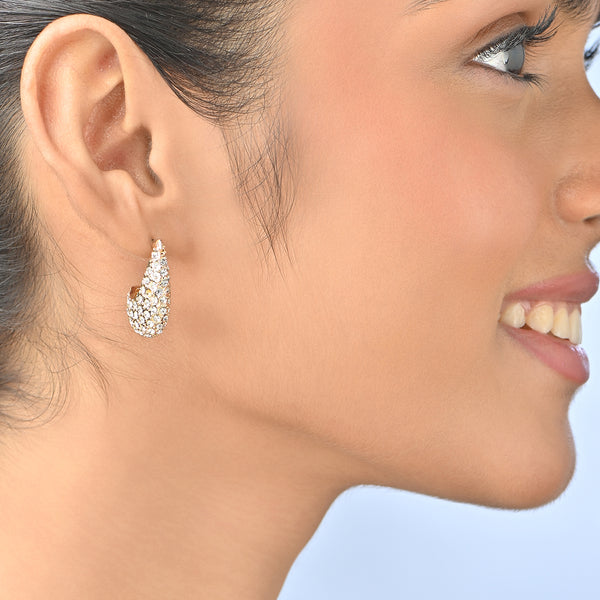 Golden Pave Crystal Hoop Earrings