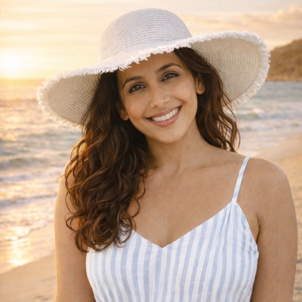 Cloudy Floppy White Beach Hat