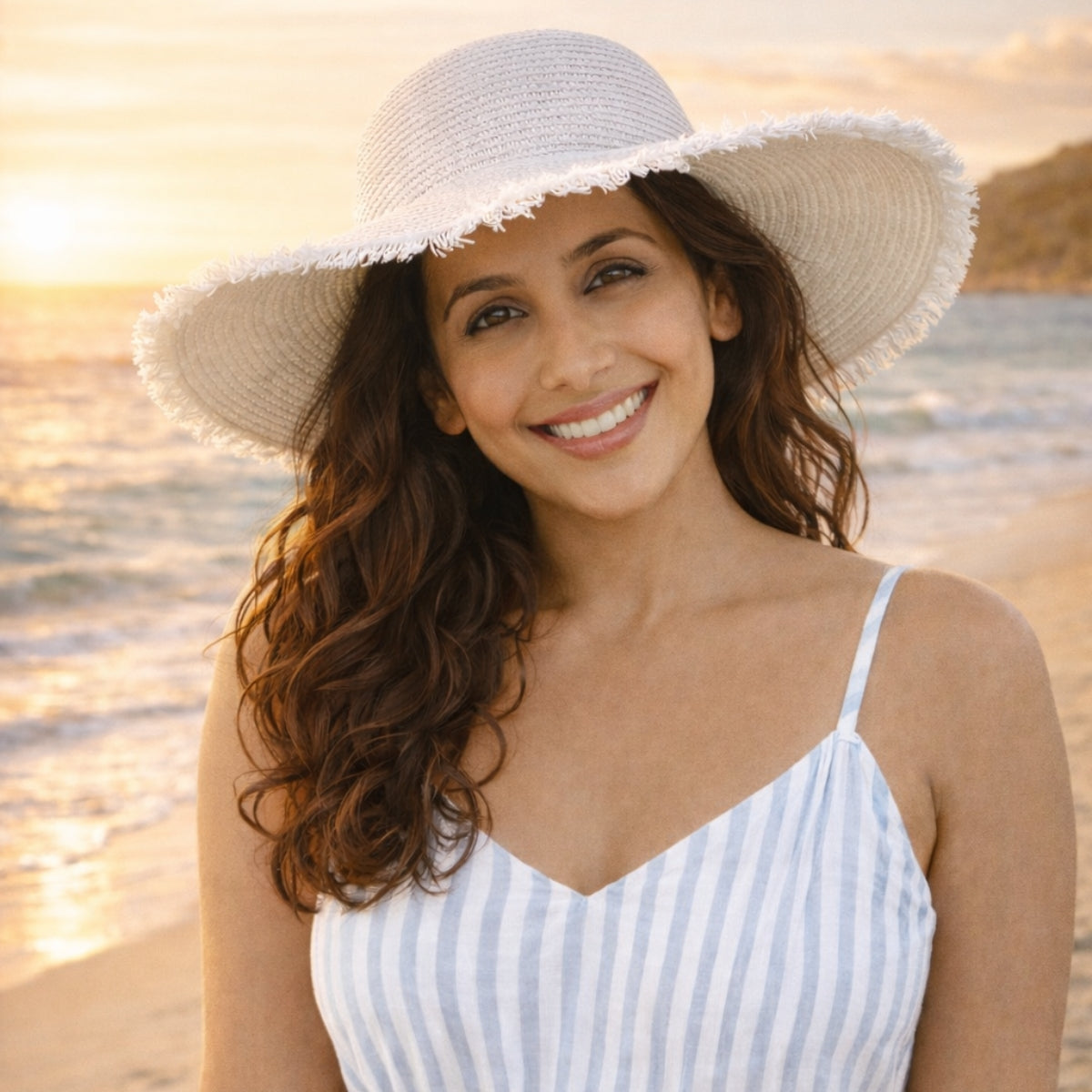 Cloudy Floppy White Beach Hat
