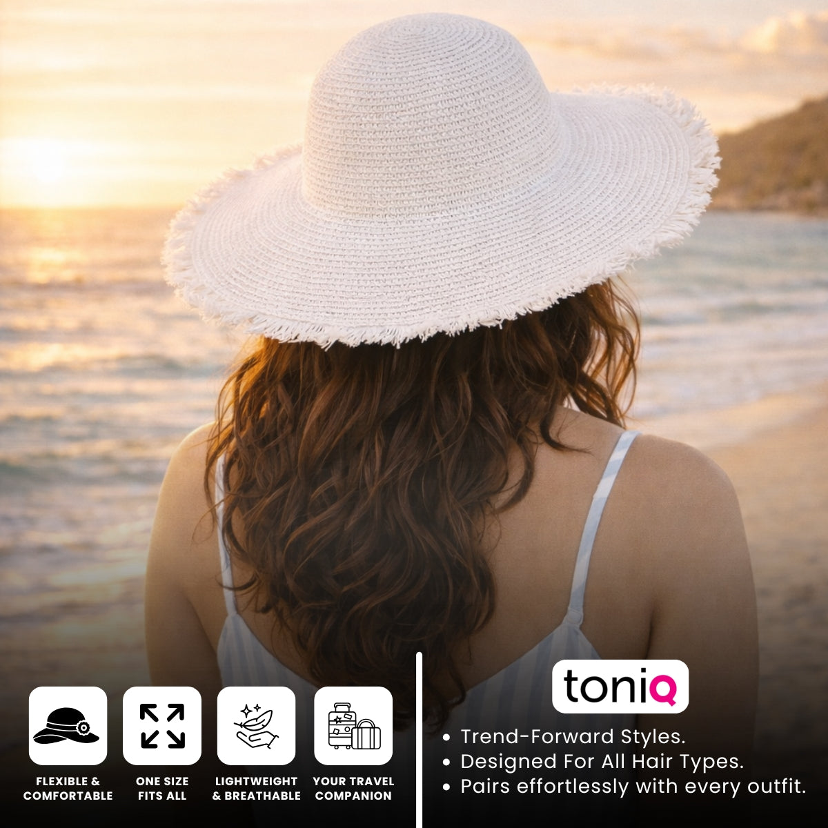 Cloudy Floppy White Beach Hat