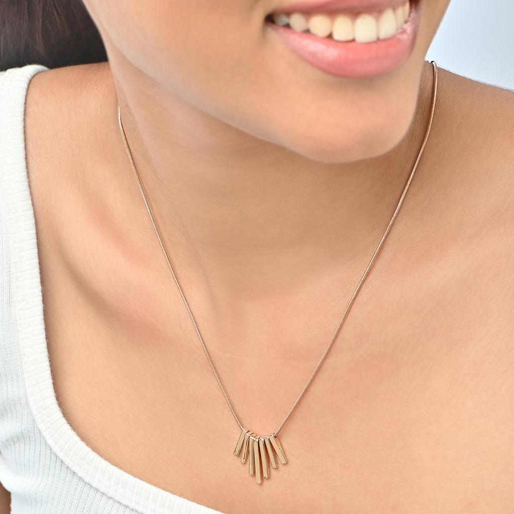 Golden Fan Bar Pendant Necklace