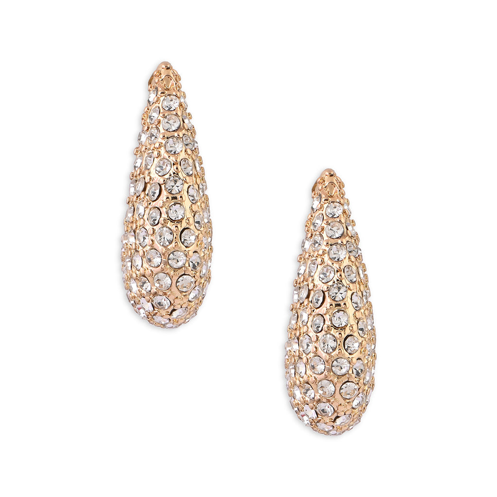 Golden Pave Crystal Hoop Earrings