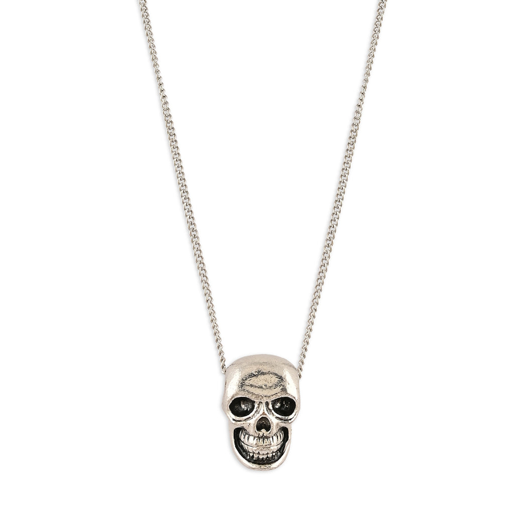 Men’s Silver-Tone Skull Pendant Necklace
