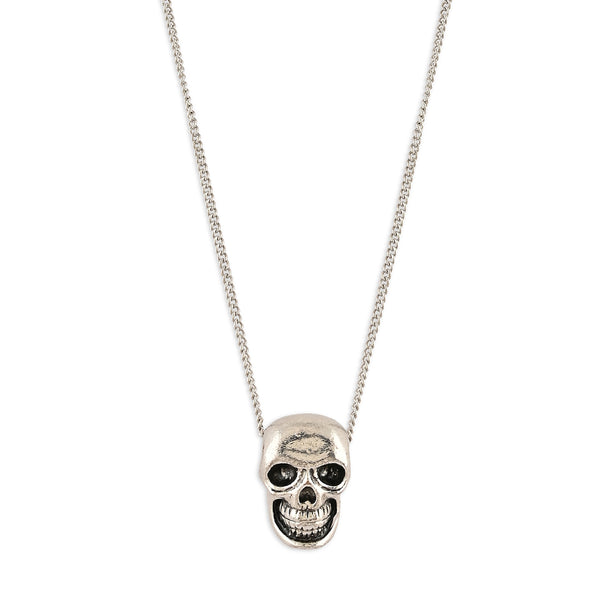 Men’s Silver-Tone Skull Pendant Necklace
