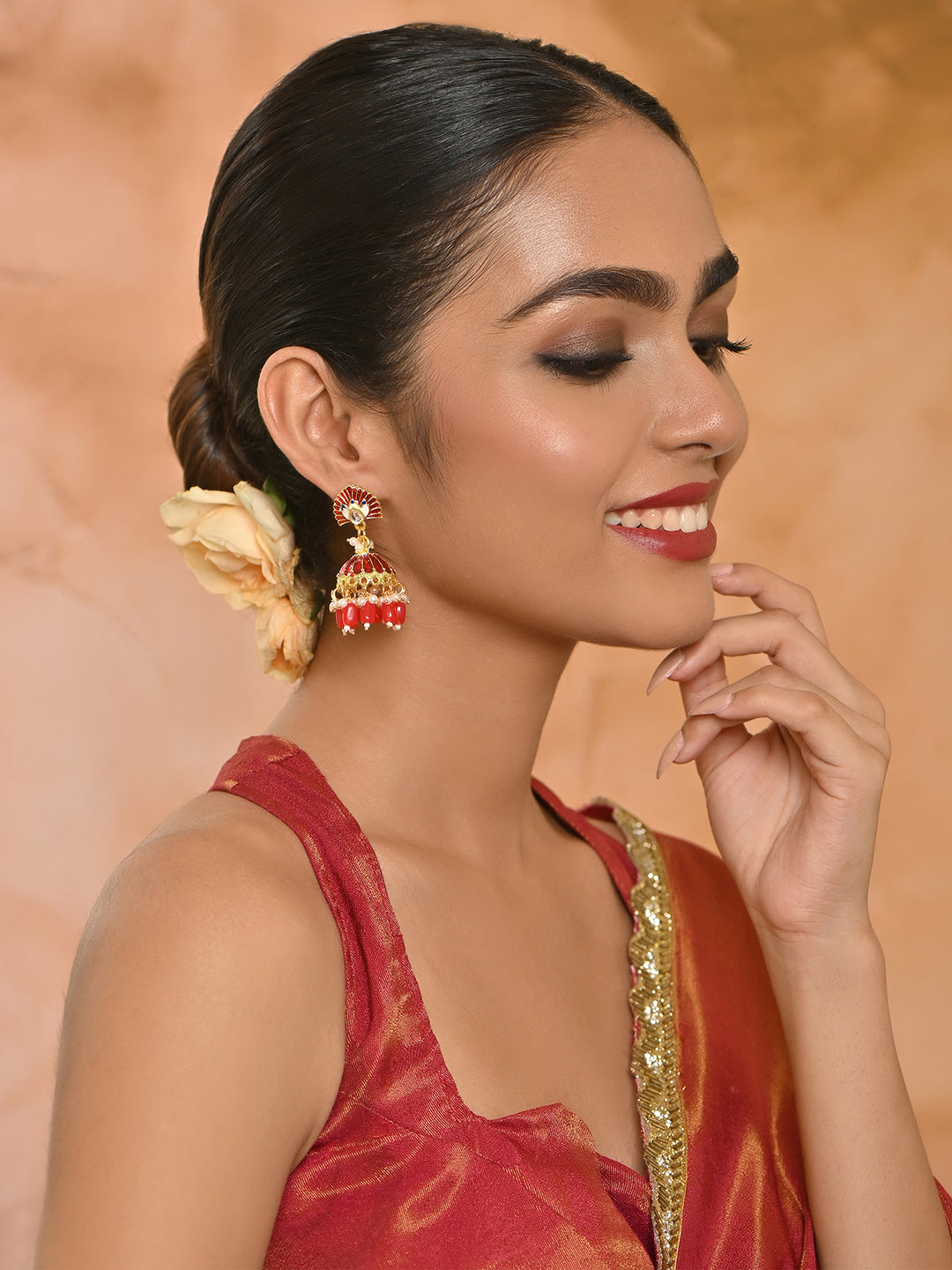 Mayur-Roha Meenakari Jhumka Pearl Earrings