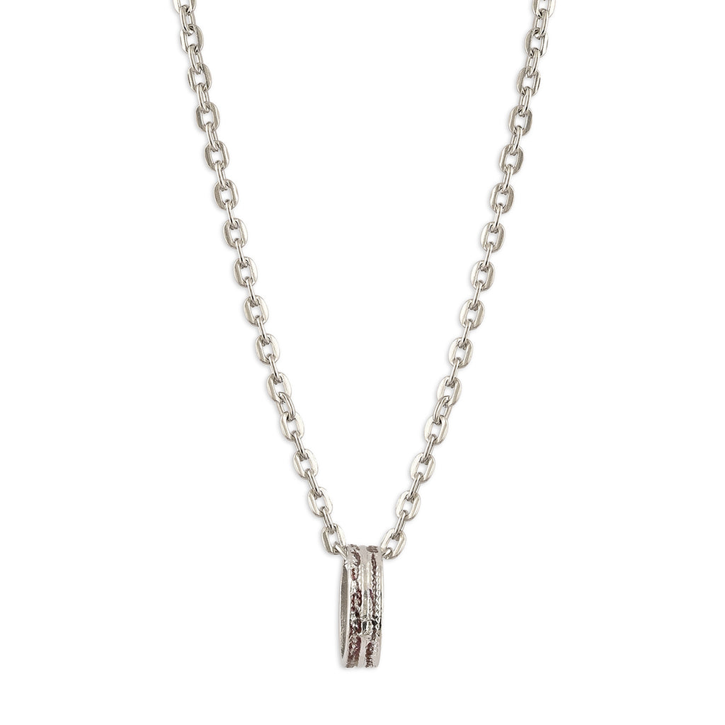 Men’s Silver-Tone Textured Band Pendant Necklace