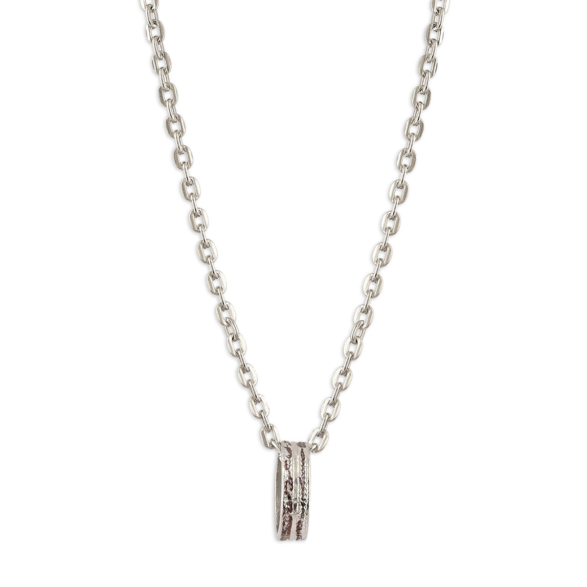 Men’s Silver-Tone Textured Band Pendant Necklace