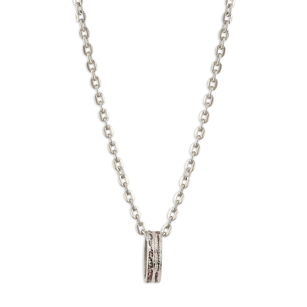 Men’s Silver-Tone Textured Band Pendant Necklace