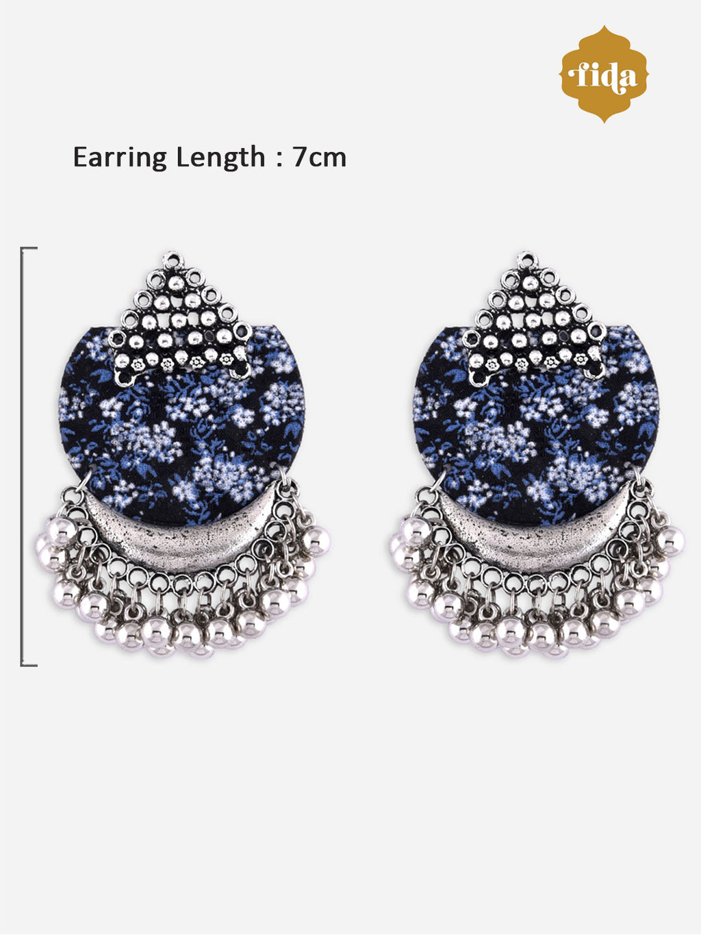 Opulent Azure Blue Ghungroo Floral Earrings