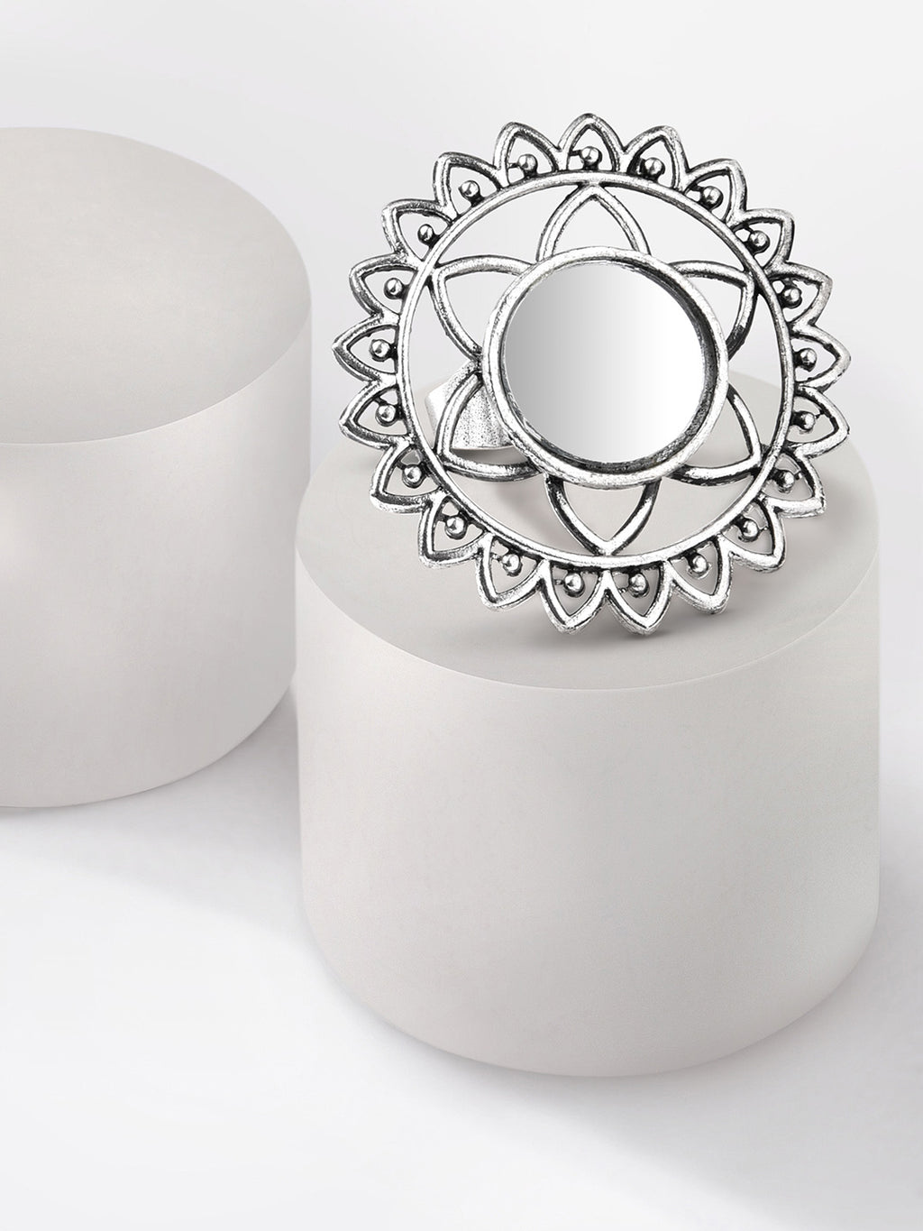Tribal Mirror Statement Adjustable Ring