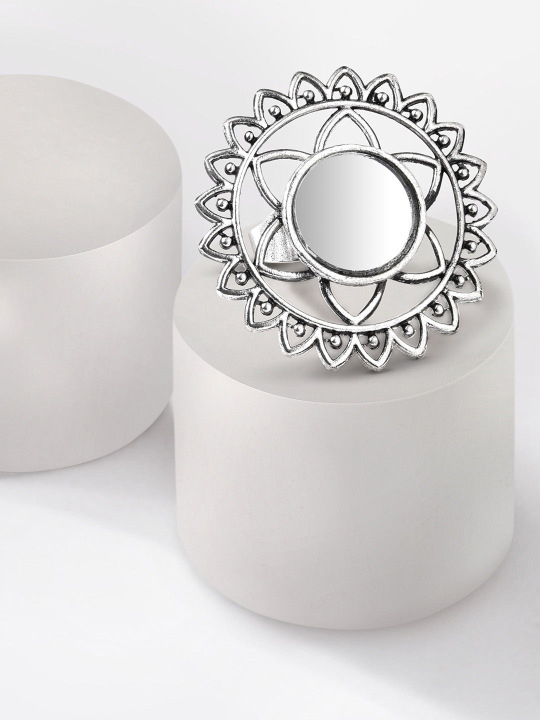 Tribal Mirror Statement Adjustable Ring