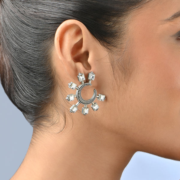 Oxidized Crescent Hoop Earrings