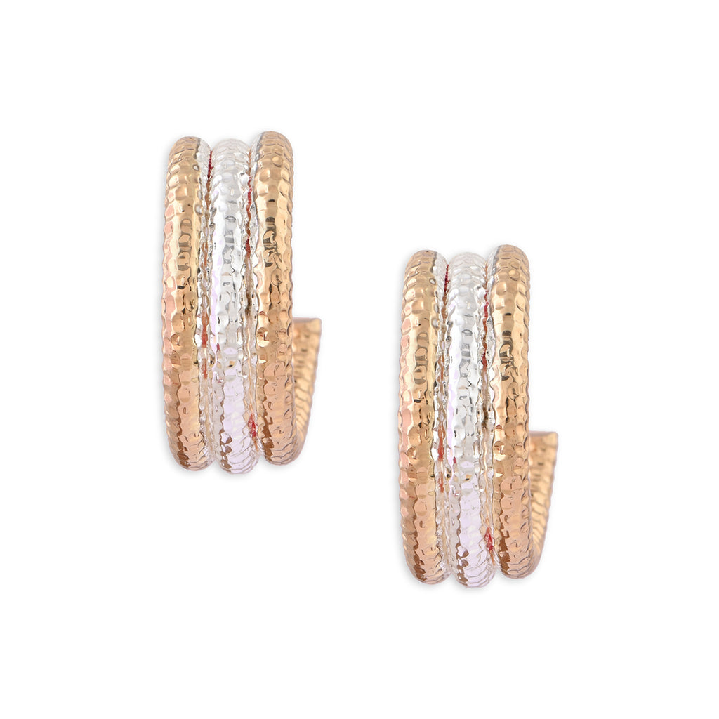 Textured Two-Tone Layered Hoop Earrings