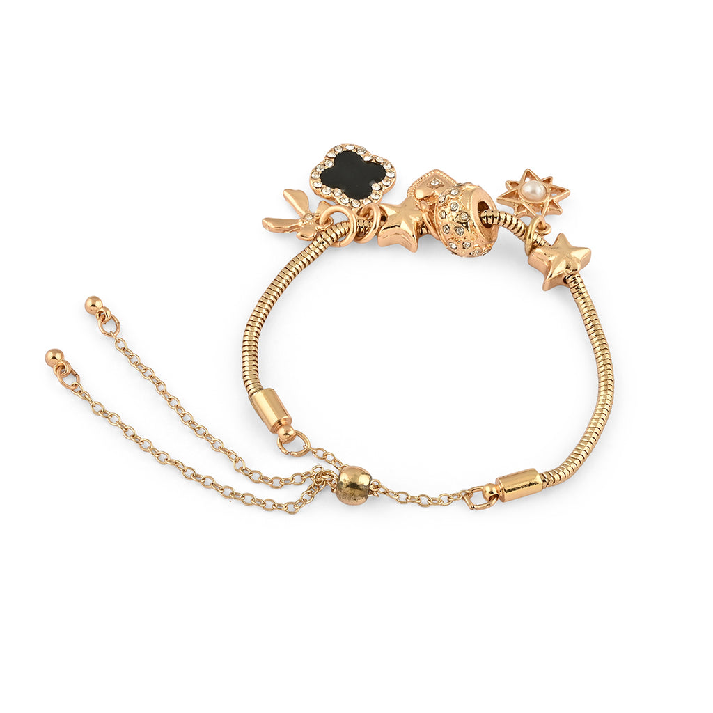 Minimal Golden Heart, Star Multi Charm Bracelet