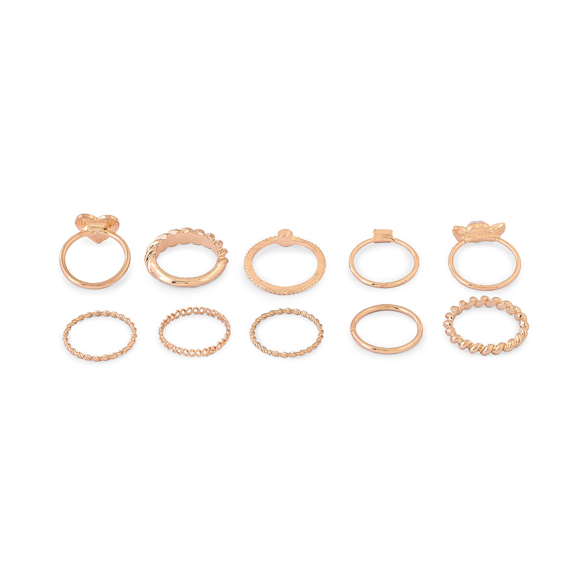 Gold Stacking & Statement Rings - Set of 6