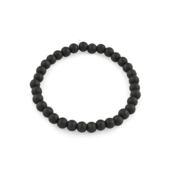 Nautical Black Bead & Leather Bracelet Set of 4