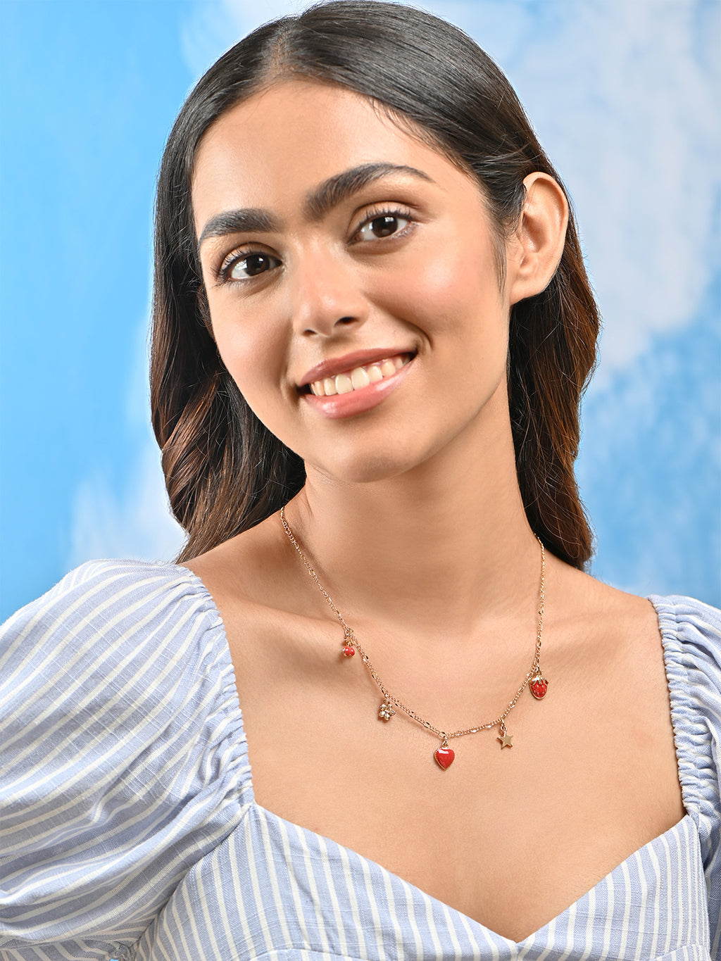 Tooty Fruity Strawberry Cherry Charm Necklace
