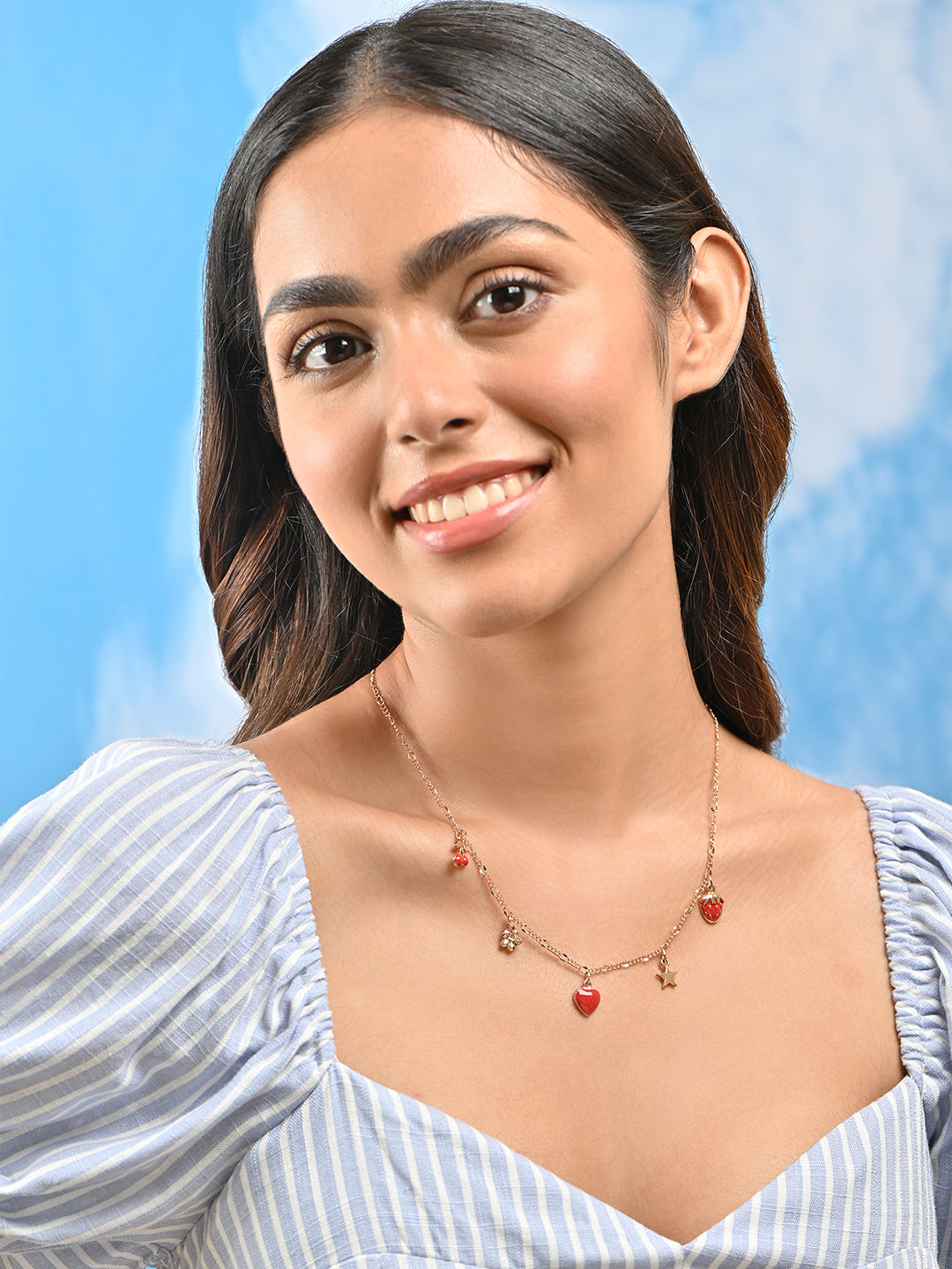 Tooty Fruity Strawberry Cherry Charm Necklace