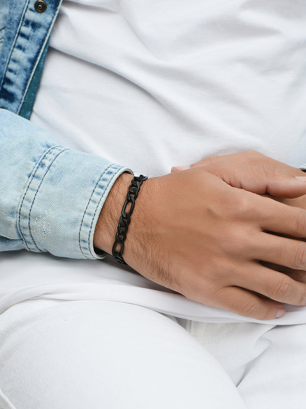Black Link Bracelet For Men
