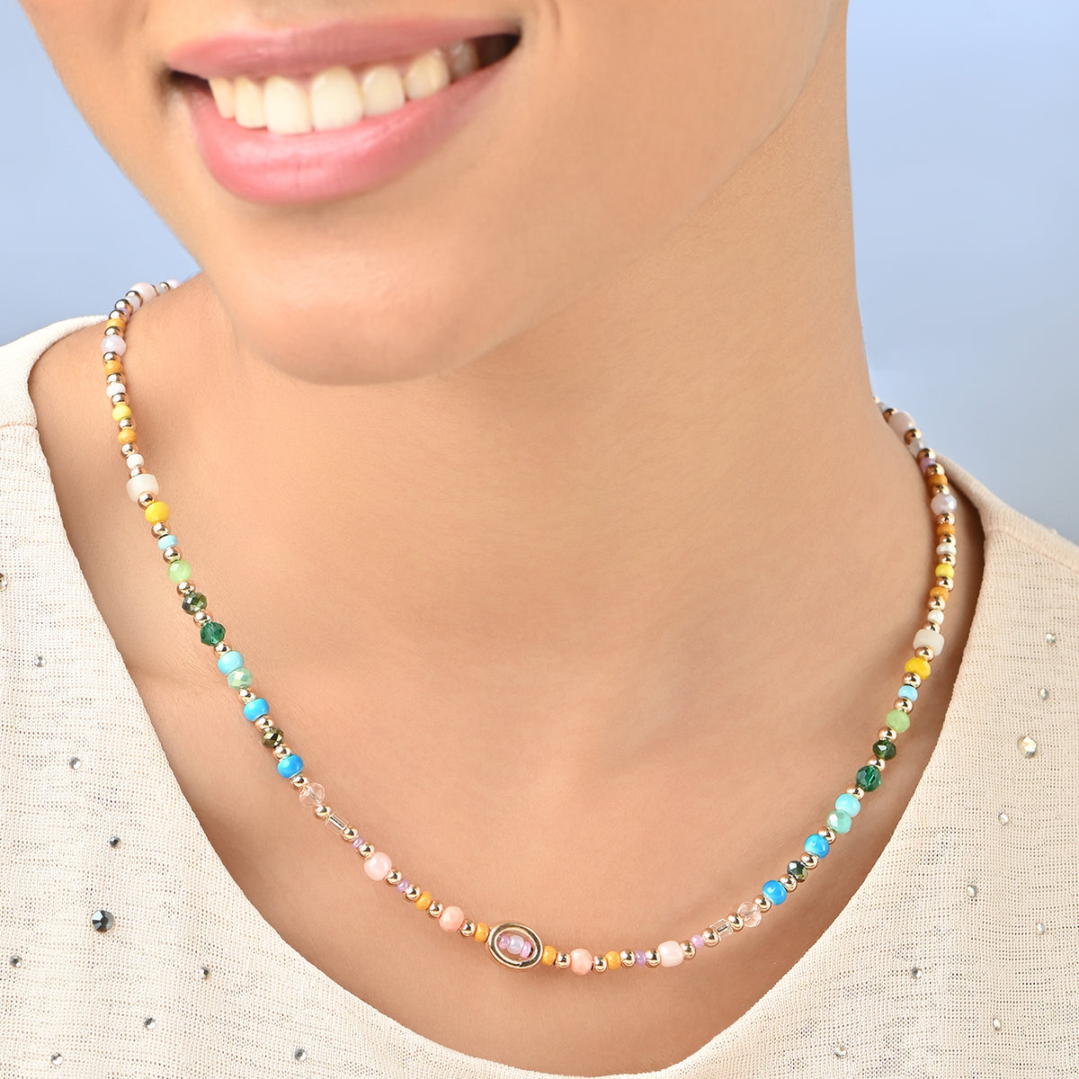 Golden Aura Multicolour Beaded Choker
