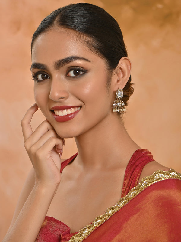 Rivaayat Round Kundan Pearl Jhumkas Earrings