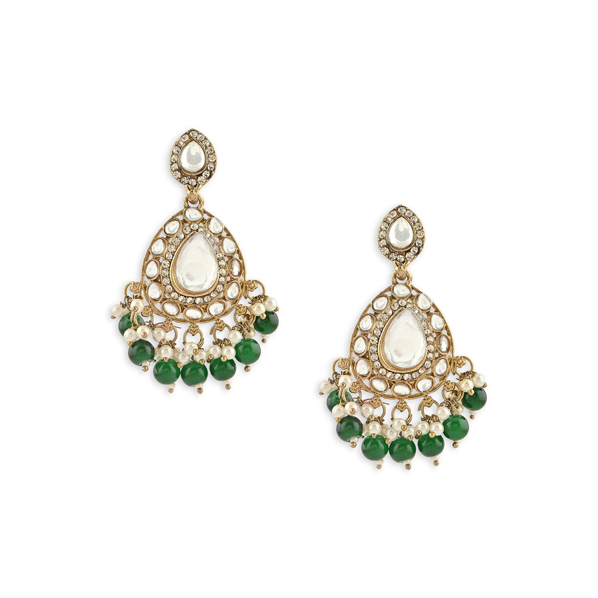Premium Occasion Wear Golden Kundan Drop Earring