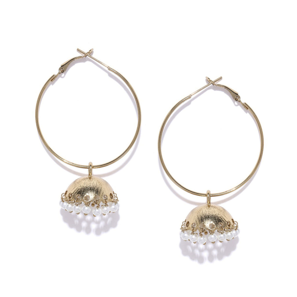 Sculpted Off White Jhumka Earrings