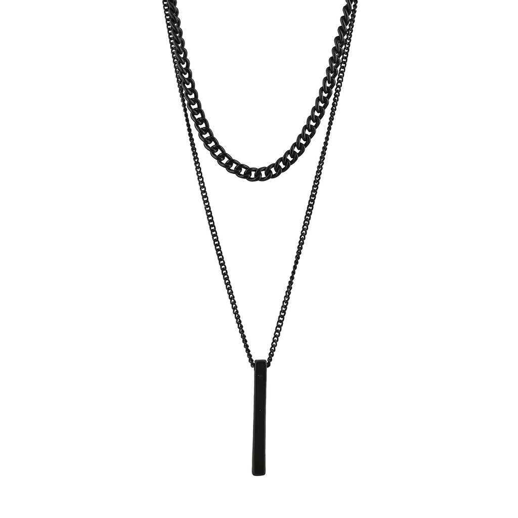 Men’s Black Layered Chain Necklace