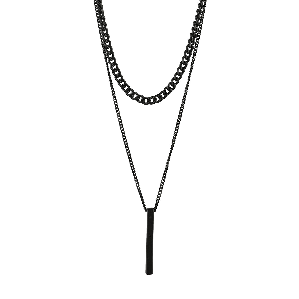 Men’s Black Layered Chain Necklace