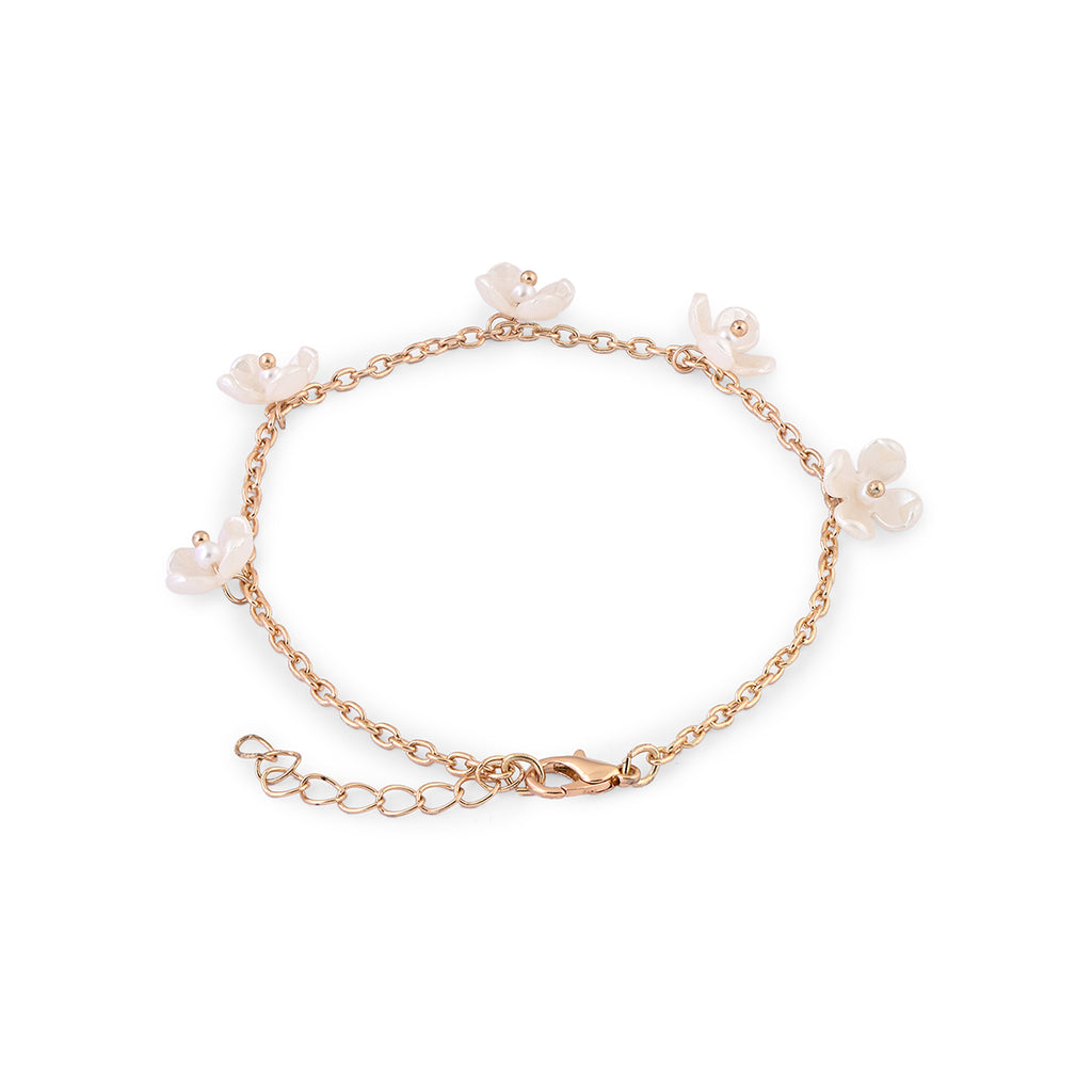 Golden Flower & Pearl Bracelet