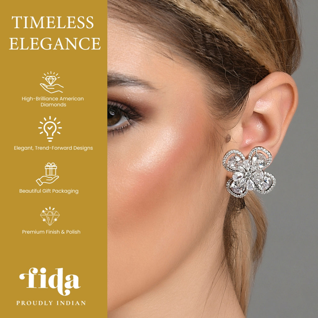 Silver Frost AD Floral Studs