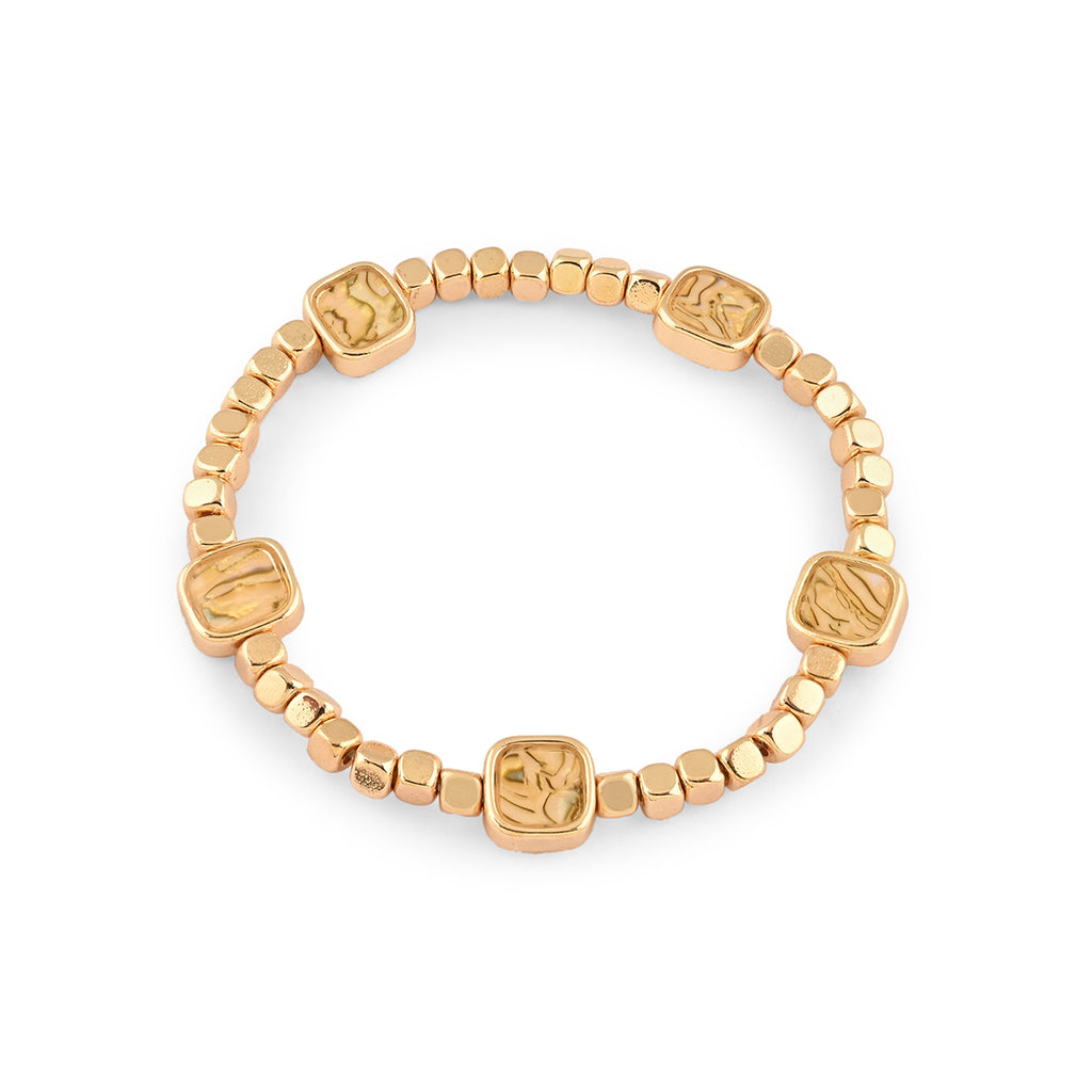 Golden Beaded Bracelet Stack (Set of 3)