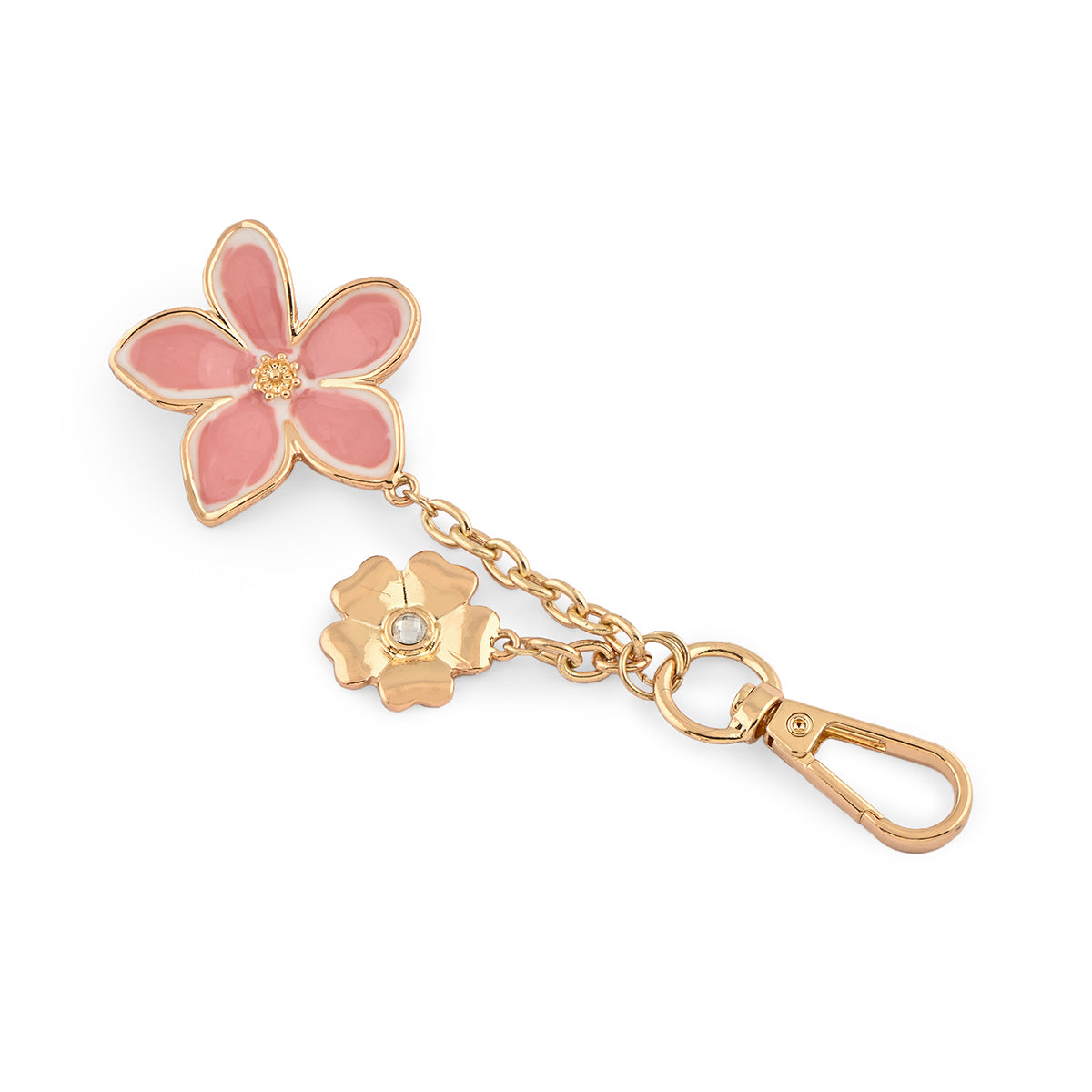Pink Floral Enamel Bag Charm
