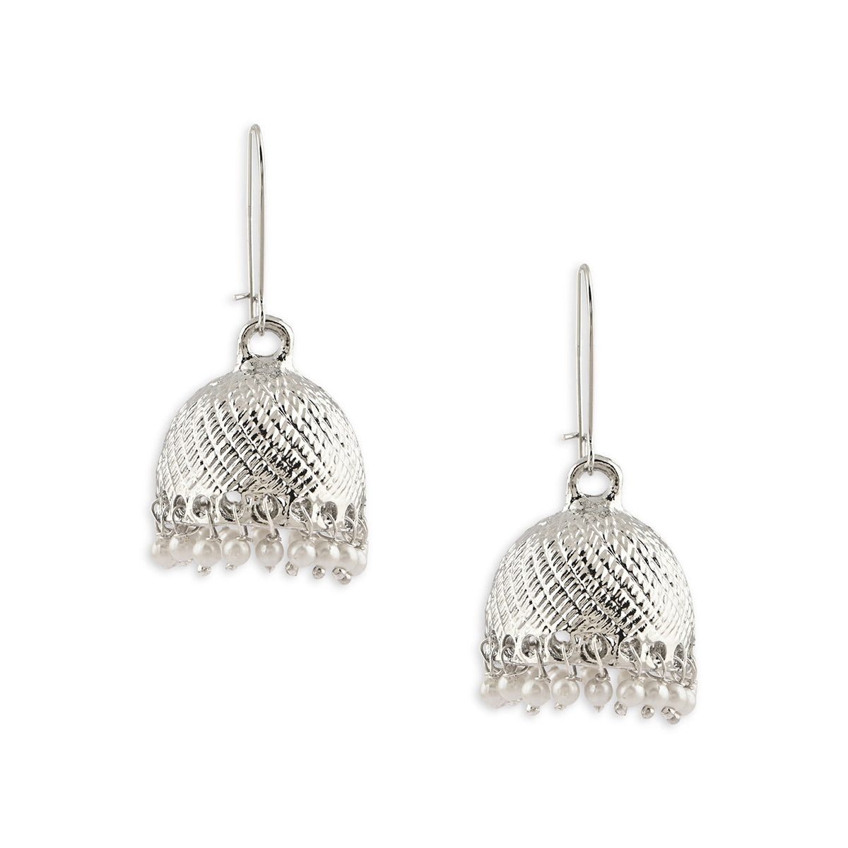 Antique Silver Festive Wear Kundan Jhumka