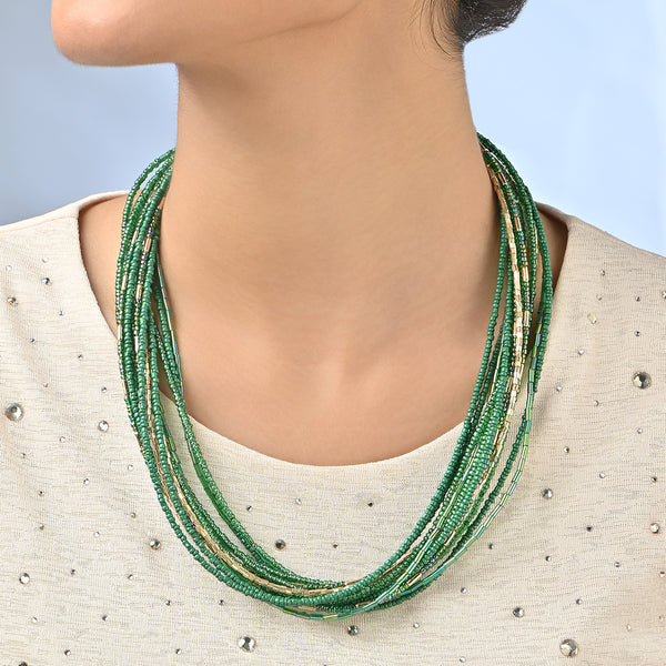 Emerald Tribe Gold Multistrand Choker
