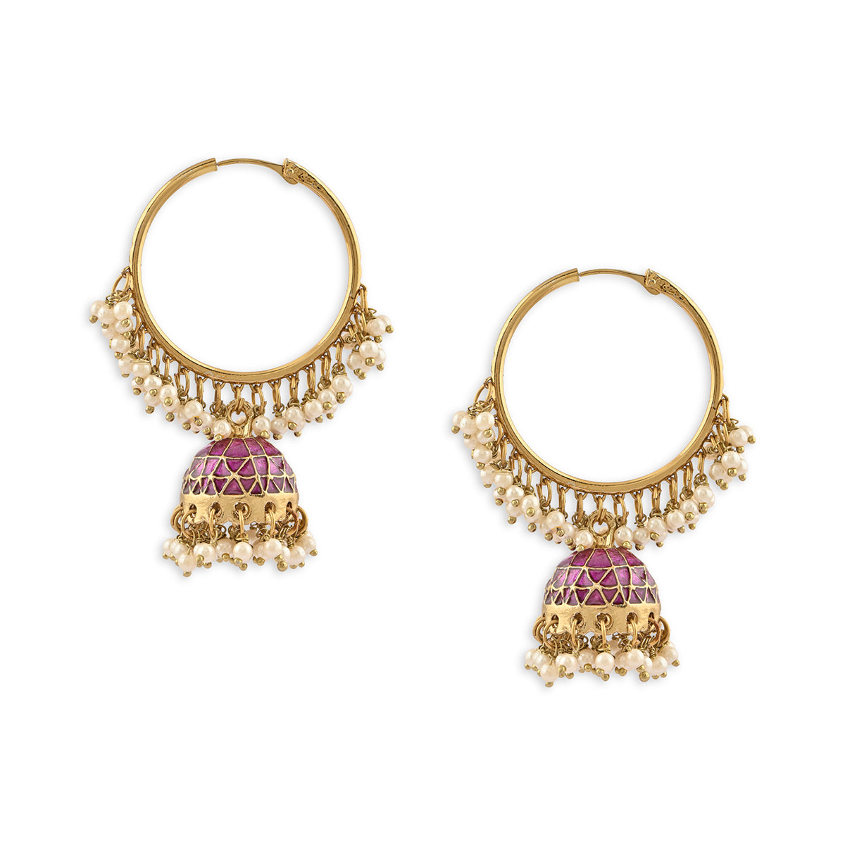 Handcrafted Classic hoop Meenakari Jhumka Earring