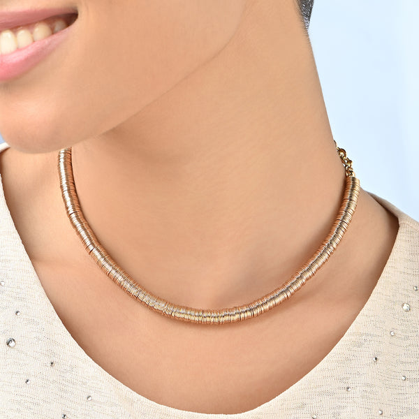 Bold Gold Ribbed Choker Necklace