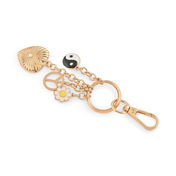 Golden Daisy Yin-Yang Heart Bag Charm
